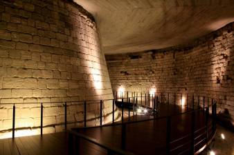 Moat discovered underneath the Louvre Museum in Paris, France.